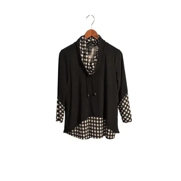 Ali Miles Petite Large Black & White Double Layer Top – NWT - Picture 2 of 5